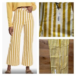 NWT ROLLAS HIGH RISE WIDE LEG YELLOW STRIPE SIZE 27
